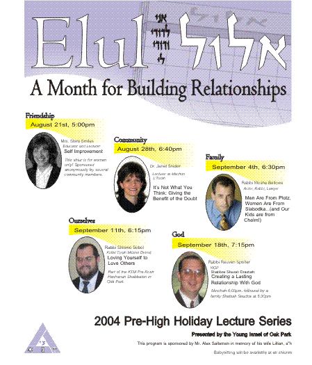 Pre High Holiday Lecture 2004